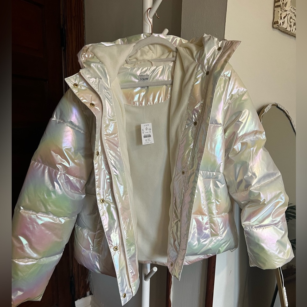 NWT Opalescent J CREW unicorn puffer XL